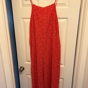 Wild Fable red floral print jumpsuit/romper. Hits about mid calf